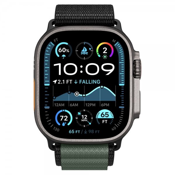 Spigen Apple Watch 44/45/46mm/Ultra 49mm Rem WBF1 Sort Grøn