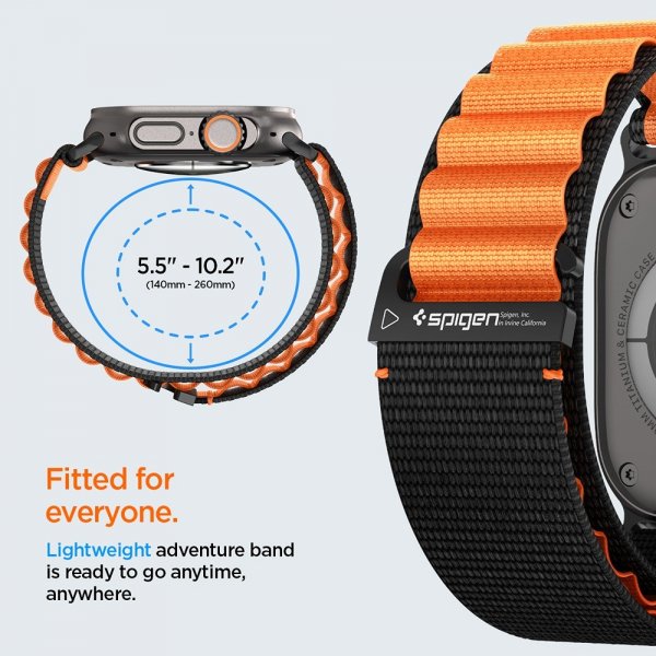 Spigen Apple Watch 44/45/46mm/Ultra 49mm Rem WBF1 Sort Orange