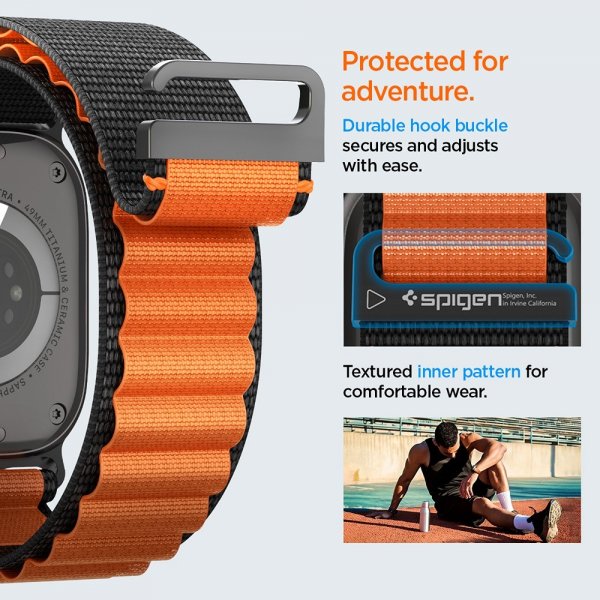 Spigen Apple Watch 44/45/46mm/Ultra 49mm Rem WBF1 Sort Orange