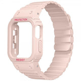 Apple Watch 44/45 mm Armbånd med Silikone Etui Magnetlukning Rosa