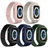 Apple Watch 44/45 mm Armbånd med Silikone Etui Magnetlukning Rosa