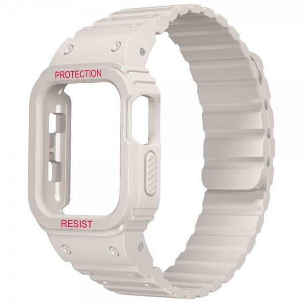 Apple Watch 44/45mm Rem med Skal Silikone Magnetlukning Hvid