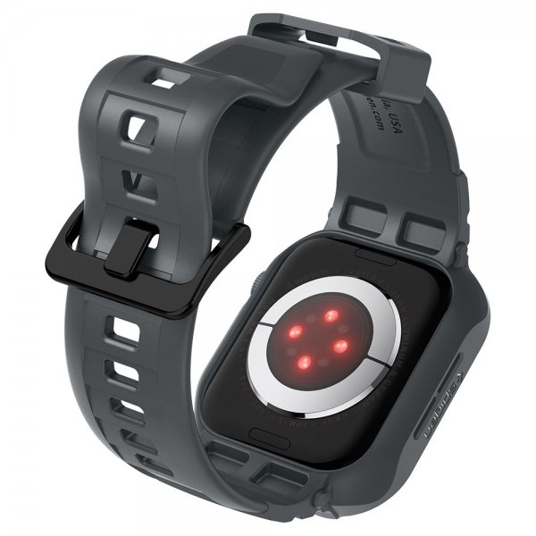 Spigen Apple Watch 44/45mm Armbånd og Cover Rugged Armor Pro Dark Gray