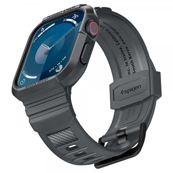 Spigen Apple Watch 44/45mm Armbånd og Cover Rugged Armor Pro Dark Gray
