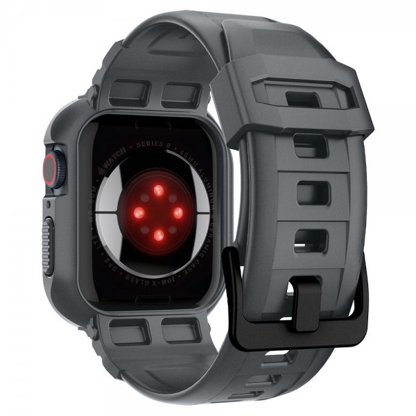 Spigen Apple Watch 44/45mm Armbånd og Cover Rugged Armor Pro Dark Gray