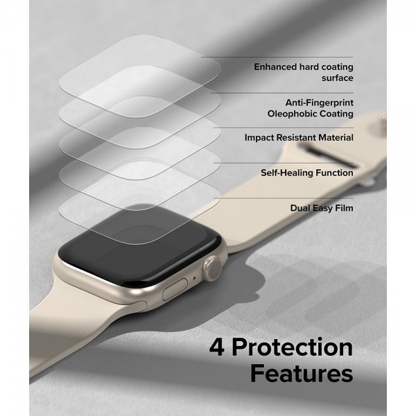 Ringke Apple Watch 44/45mm Skærmbeskyttelse Dual Easy Film 3-pak