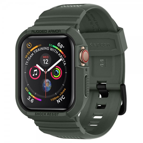 Spigen Apple Watch 44/45mm Cover med rem Rugged Armor Pro Military Green