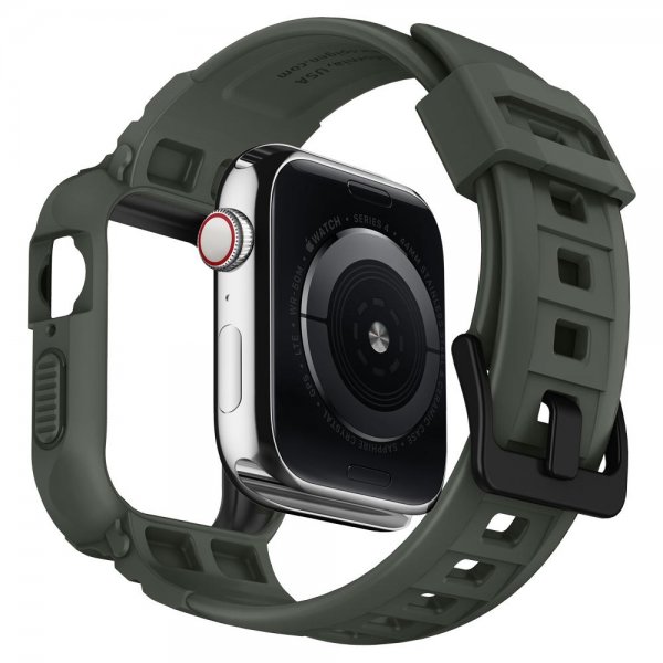 Spigen Apple Watch 44/45mm Cover med rem Rugged Armor Pro Military Green