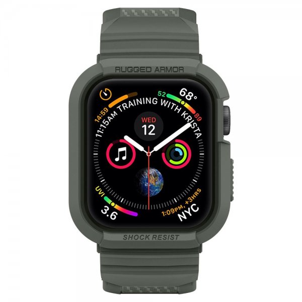 Spigen Apple Watch 44/45mm Cover med rem Rugged Armor Pro Military Green