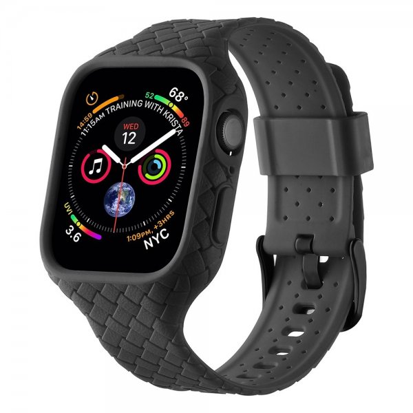 Apple Watch 45 mm urrem vævet tekstur sort