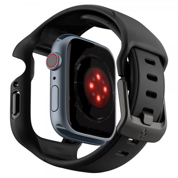 Spigen Apple Watch 45mm Skal med Armbånd Liquid Air Pro Sort