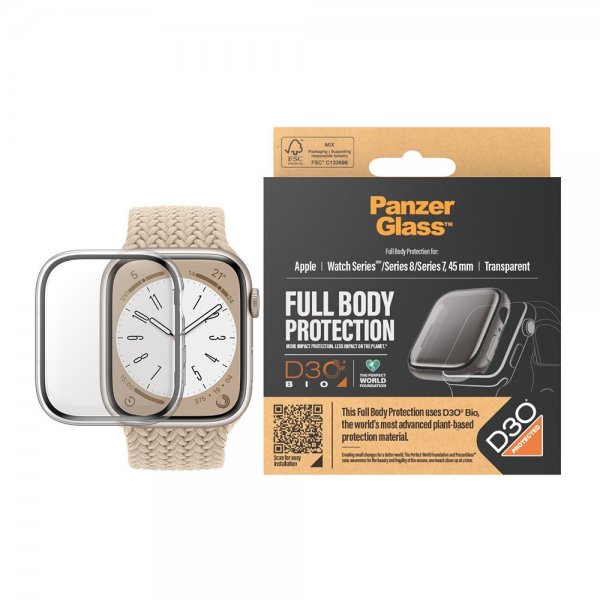 PanzerGlass Apple Watch 45mm Skal med Skærmbeskyttelse Full Body Protector Transparent