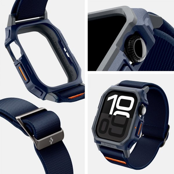 Spigen Apple Watch 46 mm (Series 10/11) Rem og Etui Lite Fit Pro Navy Blue