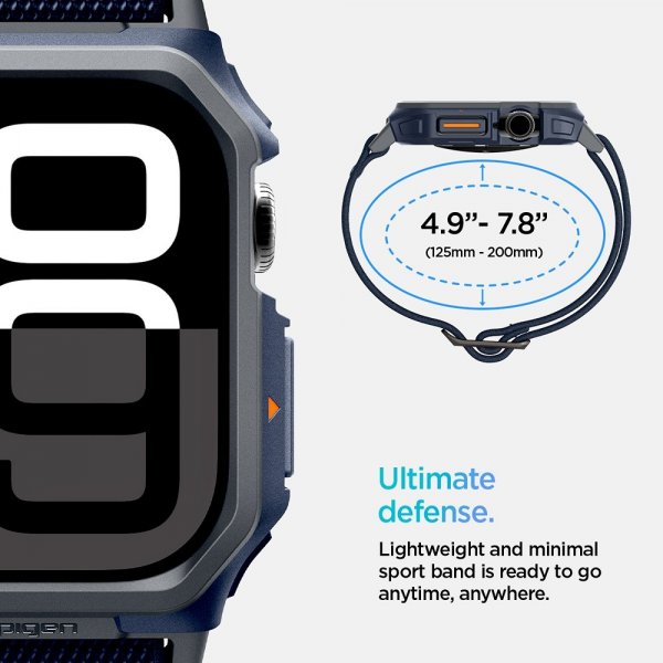 Spigen Apple Watch 46 mm (Series 10/11) Rem og Etui Lite Fit Pro Navy Blue