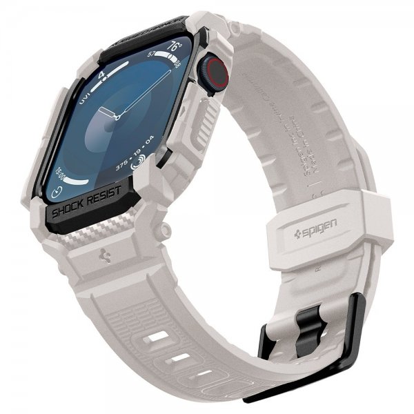 Spigen Apple Watch 46 mm (Series 10/11) Armbånd og Etui Rugged Armor Pro Dune Beige