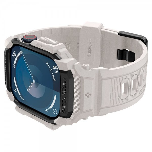 Spigen Apple Watch 46 mm (Series 10/11) Armbånd og Etui Rugged Armor Pro Dune Beige
