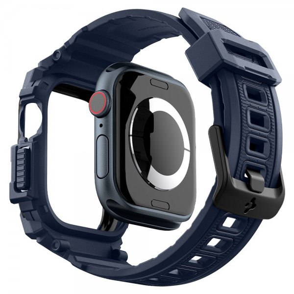 Spigen Apple Watch 46 mm (Series 10/11) Armbånd og Etui Rugged Armor Pro Navy Blue