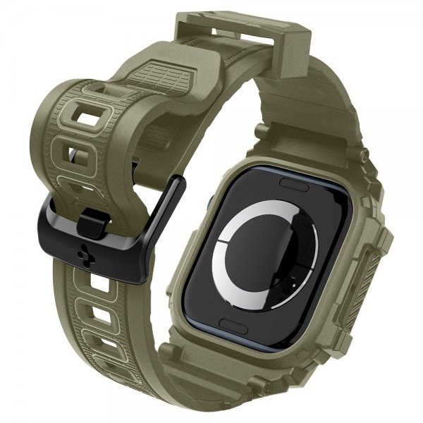 Spigen Apple Watch 46mm (Series 10/11) Rem og Cover Rugged Armor Pro Vintage Khaki