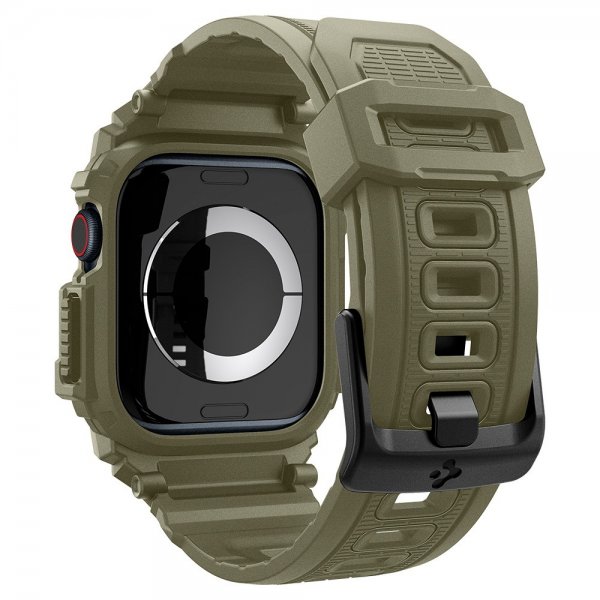 Spigen Apple Watch 46mm (Series 10/11) Rem og Cover Rugged Armor Pro Vintage Khaki