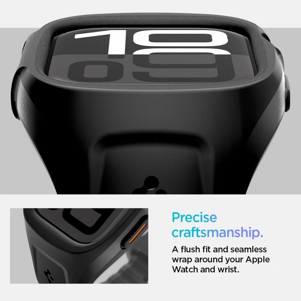 Spigen Apple Watch 46mm (Series 10/11) Cover med Rem Liquid Air Pro Mat Sort