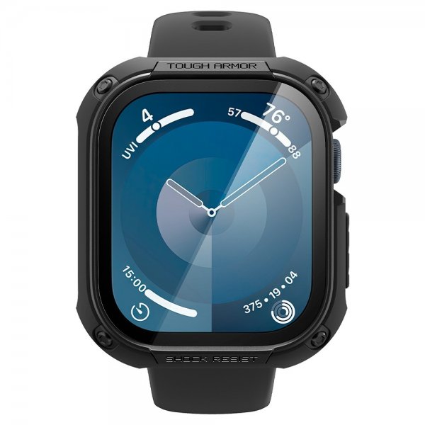 Spigen Apple Watch 46mm (Series 10/11) Cover med Skærmbeskyttelse Tough Armor Sort