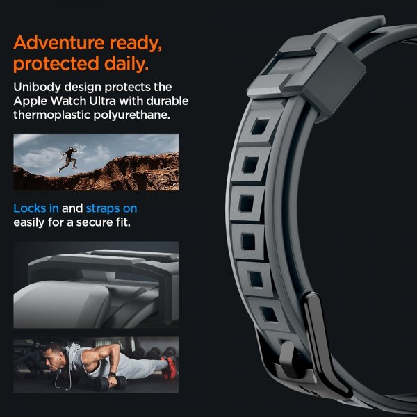 Spigen Apple Watch Ultra 49mm Rem og Cover Rugged Armor Pro Dark Gray