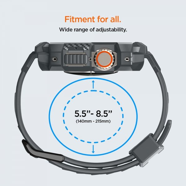 Spigen Apple Watch Ultra 49mm Rem og Cover Rugged Armor Pro Dark Gray