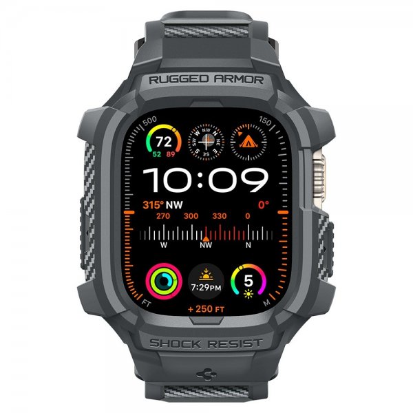 Spigen Apple Watch Ultra 49mm Rem og Cover Rugged Armor Pro Dark Gray