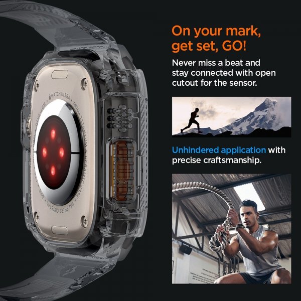 Spigen Apple Watch Ultra 49mm Rem og Cover Rugged Armor Pro Space Crystal