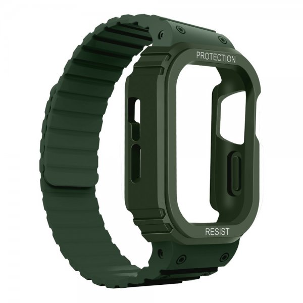 Apple Watch Ultra 49mm Rem med Cover Silikone Magnetlukning Grøn