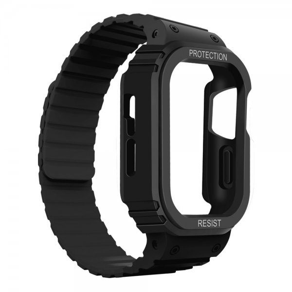 Apple Watch Ultra 49 mm urrem med etui silikone magnetlukning sort