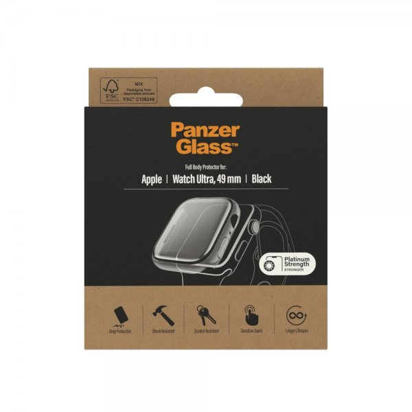PanzerGlass Apple Watch Ultra 49mm Skal med Skærmbeskyttelse Full Body Protector Sort
