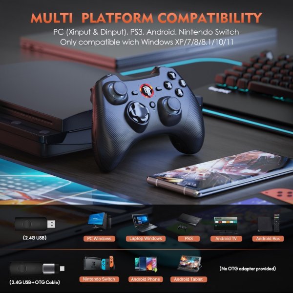 EasySMX Arion 9101 Trådløs Spilcontroller PS3/Android/PC Sort