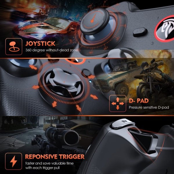 EasySMX Arion 9101 Trådløs Spilcontroller PS3/Android/PC Sort