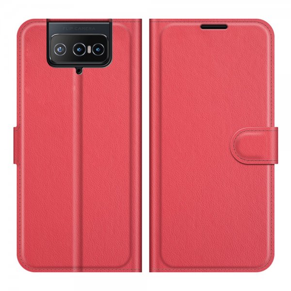 Asus Zenfone 8 Flip Etui Litchi Rød