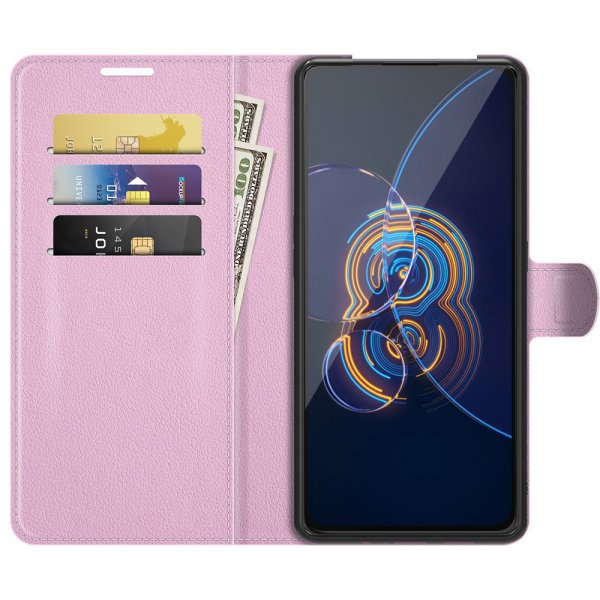Asus Zenfone 8 Flip Etui Litchi Lyserød