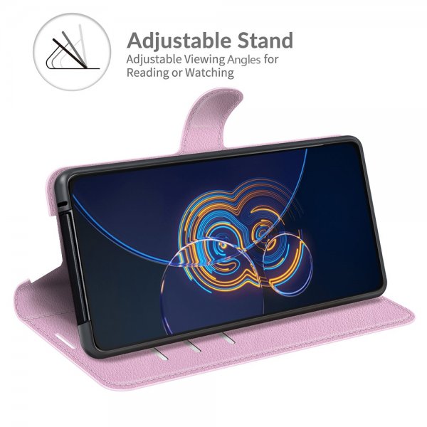 Asus Zenfone 8 Flip Etui Litchi Lyserød