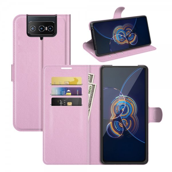 Asus Zenfone 8 Flip Etui Litchi Lyserød