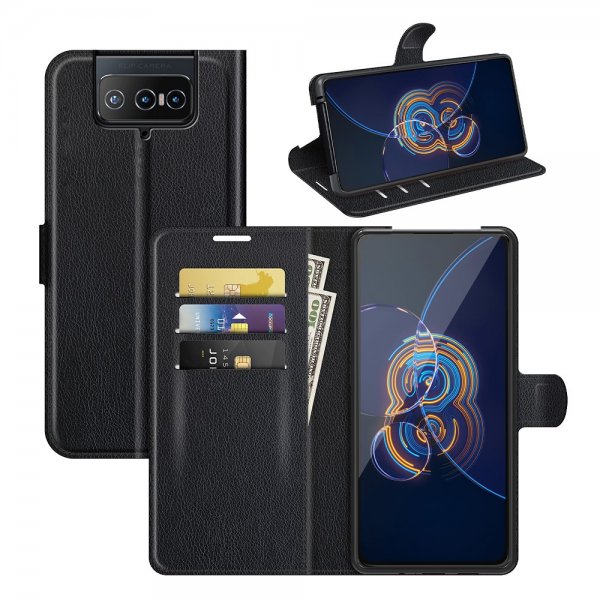 Asus Zenfone 8 Flip Etui Litchi Sort