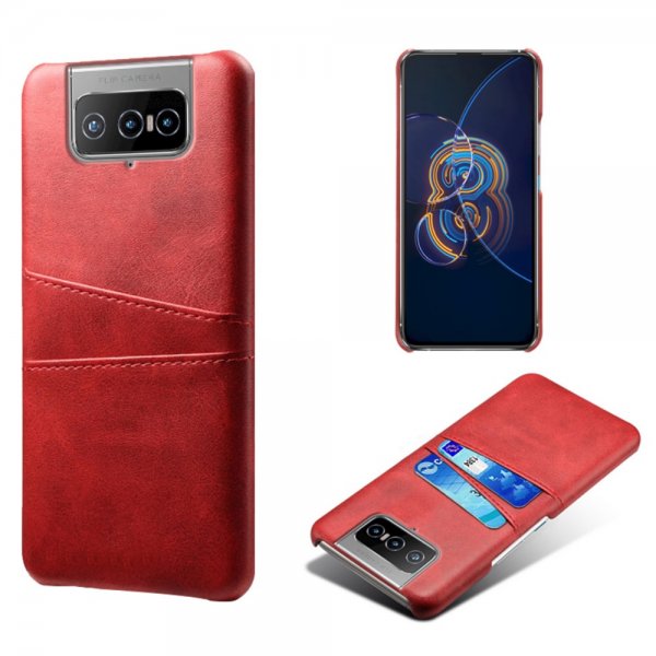 Asus Zenfone 8 Flip Cover To Kortlommer Rød