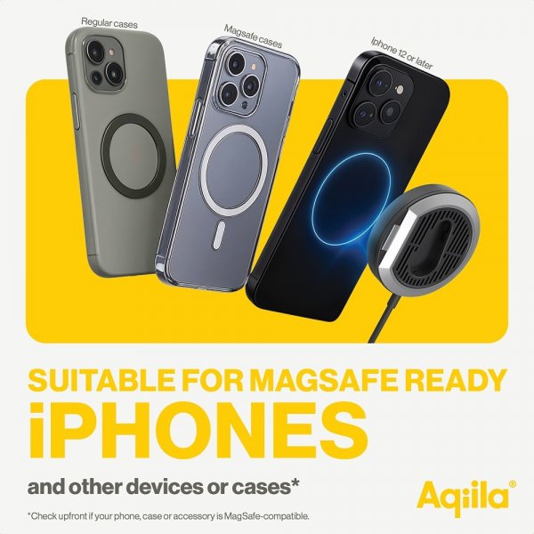 Aqiila Bilholder med Trådløs opladning Chargebird QC1 Qi2 MagSafe 15W