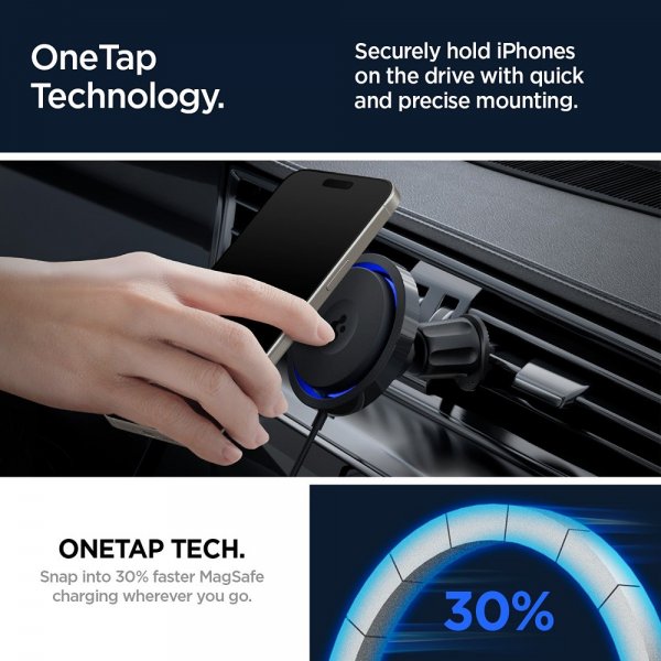 Spigen Bilholder med trådløs opladning OneTap Pro 3 CryoMax MagFit Air Vent