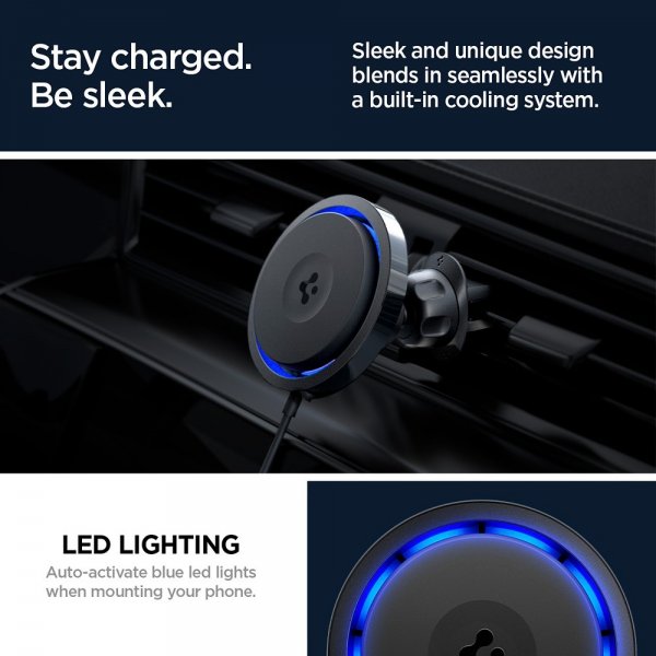 Spigen Bilholder med trådløs opladning OneTap Pro 3 CryoMax MagFit Air Vent