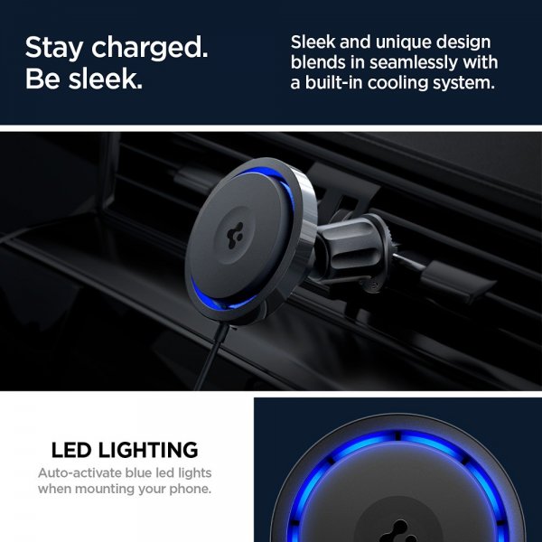 Spigen Bilholder med trådløs opladning OneTap Pro 3 CryoMax MagFit Air Vent Hook