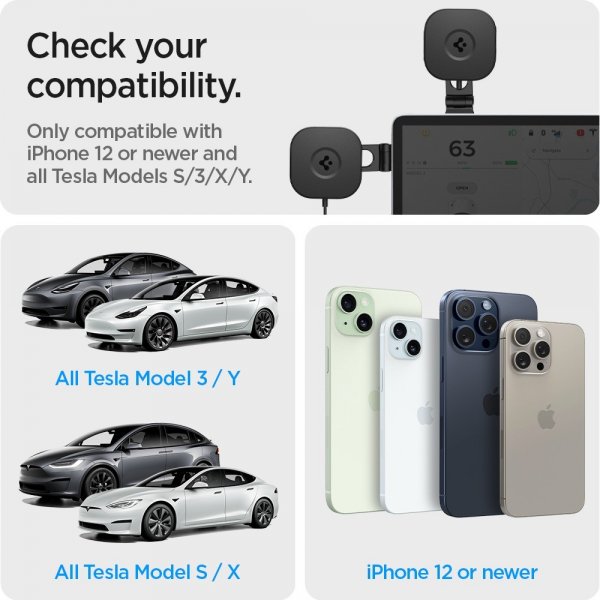 Spigen Bilholder med trådløs opladning OneTap Pro 3 Tesla Skærmmontering MagFit