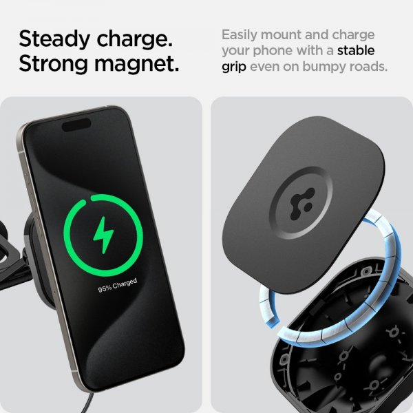 Spigen Bilholder med trådløs opladning OneTap Pro 3 Tesla Skærmmontering MagFit