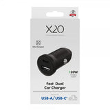 X2O Billader 30W Dual USB-C/USB-A GaN Sort