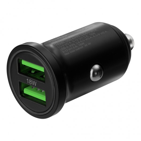 Deltaco Billader 36W Dobbelt USB-A Sort