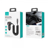 USAMS Billader 60W Car Charger med spiralkabel
