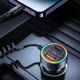 USAMS Billader 60W Car Charger med spiralkabel